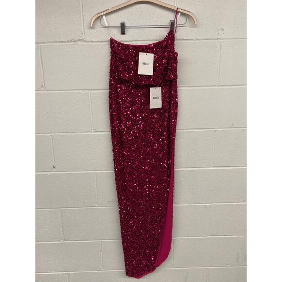 NWT Nookie Sz S/M Pink Sequined Crop Top Skirt Party Cocktail Dress 2 Piece Set - Picture 3 of 7